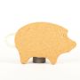 Sottobicchiere a forma di maiale RUDI, sughero, naturale, 32x18,5x2cm