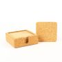Sottobicchieri in sughero quadrato MINARA con supporto, 6 pezzi, naturale, 9x9cm, spessore 0,5cm