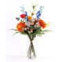Bouquet artificiale estivo LOLANA, delphinium, arancione-blu, 70cm, Ø50cm