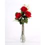 Boquet di rose finte SIMONY con accessori, rosso, 45cm, Ø20cm