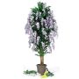 Glicine decorativo MALENKA, tronchi naturali, con fiori, viola, 250 cm - Made in Italy