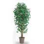 Decorazione Ficus Benjamini LEONORET, tronchi veri, verde-bianco, 300 cm - Made in Italy