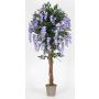 Glicine artificiale ANNIARA, tronchi veri, con fiori, viola, 175 cm - Made in Italy