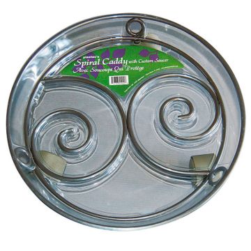 Sottovaso rotondo DUNIK in plastica, con motivo a rotelle, grigio, 9cm, Ø32cm