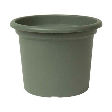 Vaso da fiori rotondo VENERA in plastica riciclata, con fori, verde salvia, 23 cm, Ø 30 cm
