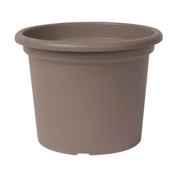 Vaso da fiori rotondo VENERA in plastica riciclata, con fori, taupe, 19 cm, Ø 25 cm
