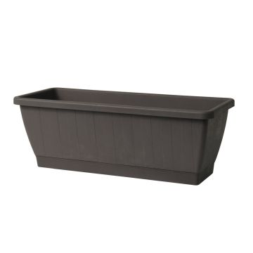 Fioriera da balcone OPHIRA in plastica riciclata, serbatoio per l'acqua, sottovaso, antracite, 59,5x19,5x17,5 cm
