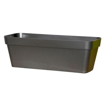 Fioriera rettangolare VINAYA in plastica, con fori, antracite, 49,5x18x16,5 cm