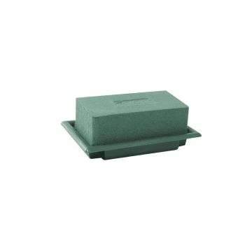 OASIS® Schiuma umida rettangolare per composizioni floreali, in contenitore di carta riciclata, verde, 13x9x5 cm