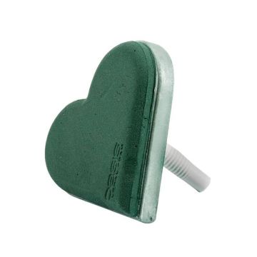 OASIS® Schiuma per fiori freschi Porta bouquet da sposa Cuore con manico in plastica, base in schiuma rigida EcoBase, verde, 19x19 cm