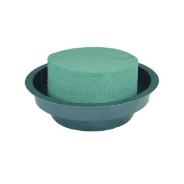 OASIS® Spugna umida Ideal cilindro in contenitore di plastica, verde, 5 cm, Ø12 cm OASIS® Spugna umida Ideal cilindro in contenitore di plastica, verde, 5 cm, Ø12 cm