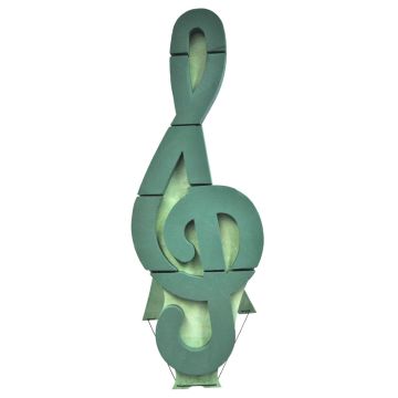 OASIS® Schiuma umida per fiori freschi chiave musicale, base in legno Bioline, supporto in legno, verde, 103x40x6,5 cm