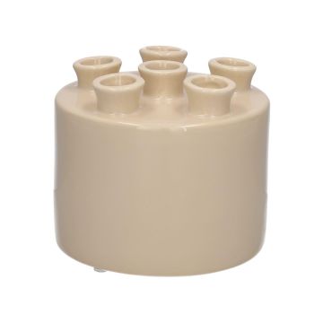 Vaso Dolomit VIVIANNE con 6 aperture, color sabbia, 10,5 cm, Ø 12 cm
