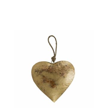 Ciondolo a forma di cuore DORANA in metallo, cordino di sospensione, dorato, Ø13cm Ciondolo a forma di cuore DORANA in metallo, cordino di sospensione, dorato, Ø13cm