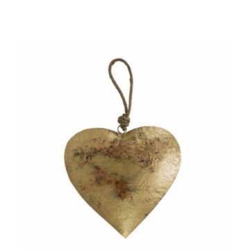 Ciondolo a forma di cuore DORANA in metallo, cordino di sospensione, dorato, Ø17cm Ciondolo a forma di cuore DORANA in metallo, cordino di sospensione, dorato, Ø17cm