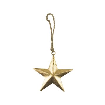 Ciondolo a forma di stella DORANA in metallo, cordino di sospensione, dorato, Ø 12 cm