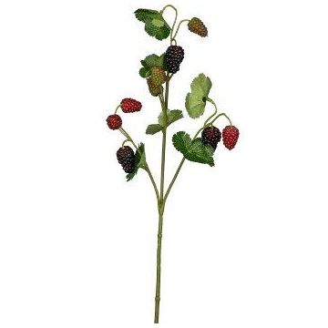 Ramo artificiale di lamponi RAFAELLA con frutti, rosso-nero, 50 cm