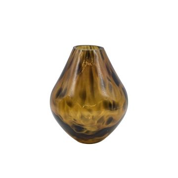 Vaso da fiori RUSSELL, vetro, panciuto, motivo leopardato, marrone-trasparente, 15 cm, Ø 12 cm Vaso da fiori RUSSELL, vetro, panciuto, motivo leopardato, marrone-trasparente, 15 cm, Ø 12 cm