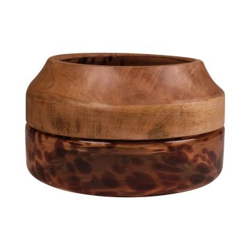 Ciotola decorativa RUSSELL con legno di mango, vetro, motivo leopardato, marrone-trasparente, 13,5 cm, Ø 23 cm Ciotola decorativa RUSSELL con legno di mango, vetro, motivo leopardato, marrone-trasparente, 13,5 cm, Ø 23 cm
