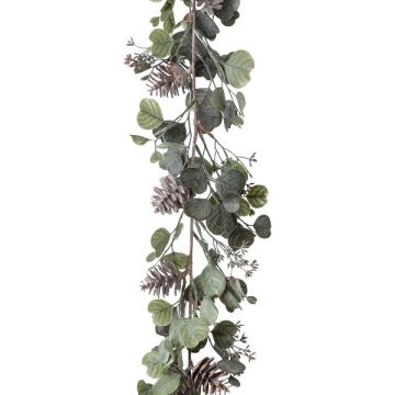 Ghirlanda artificiale Eucalipto SAFLOS, pigne, fiori, grigio-verde, 175cm