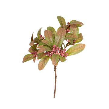Alloro artificiale KAMINA con bacche, bastoncino, verde-rosa-20 cm
