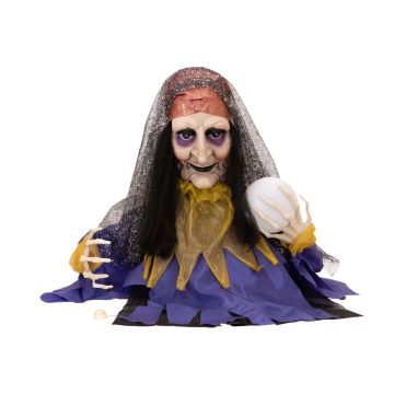 Cartomante per decorazione di Halloween COLETTA con palla, funzione suono e movimento, LED, 50cm Cartomante per decorazione di Halloween COLETTA con palla, funzione suono e movimento, LED, 50cm