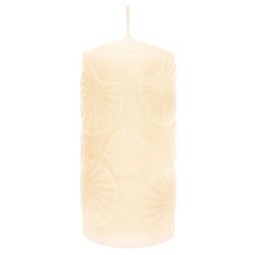 Candela ANDRIANE con motivo a foglia di ninfea, crema, 15cm, Ø7cm, 63h Candela ANDRIANE con motivo a foglia di ninfea, crema, 15cm, Ø7cm, 63h