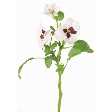 Ramo decorativo di violette SIANIE, bianco-rosso bordeaux, 35cm, Ø5-6,5cm