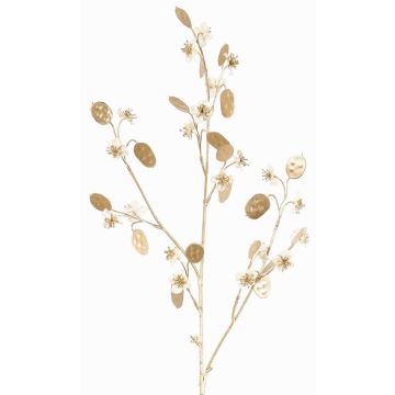 Ramo artificiale di Lunaria in raso PINDUS con fiori, bianco-oro, 85cm Ramo artificiale di Lunaria in raso PINDUS con fiori, bianco-oro, 85cm
