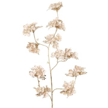 Ramo decorativo di ortensie in velluto PIRES, crema-oro, 110 cm
