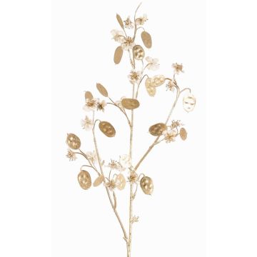 Ramo artificiale di lunaria in raso PINDUS con fiori, crema-oro, 85cm Ramo artificiale di lunaria in raso PINDUS con fiori, crema-oro, 85cm