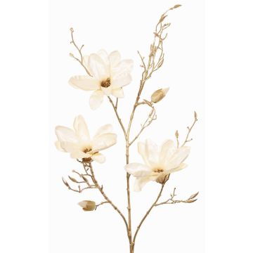 Ramo di magnolia artificiale in velluto LEAFY, crema-oro, 115cm Ramo di magnolia artificiale in velluto LEAFY, crema-oro, 115cm