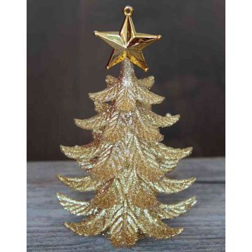 Decorazione da appendere per l'albero di Natale RION con stella, acrilico, glitter, oro, 12 cm, Ø 9 cm