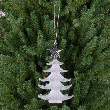 Appendino per albero di Natale RION con stella, acrilico, glitter, bianco-argento, 12cm, Ø9cm Appendino per albero di Natale RION con stella, acrilico, glitter, bianco-argento, 12cm, Ø9cm