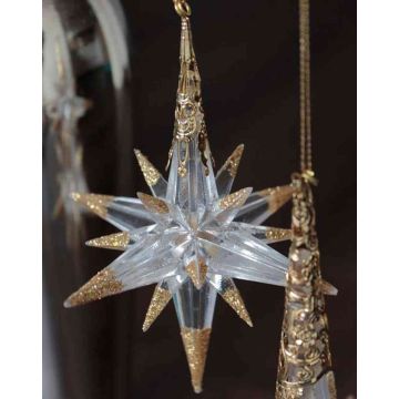 Decorazione natalizia stella MABOU, appendibile, glitter, oro, 10 cm, Ø 10 cm
