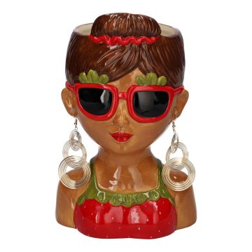 Vaso decorativo busto donna LENEA in ceramica, colorato, 15x13x23,5 cm