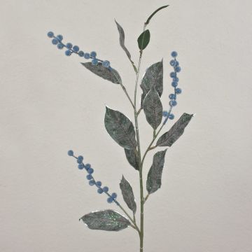 Ramo finto di sinforicarpi ELYSA, ghiacciato, blu, 75cm
