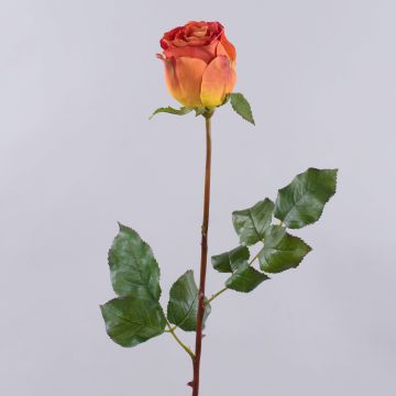 Rosa artificiale OPHELIE, arancione-giallo, 85cm, Ø7cm