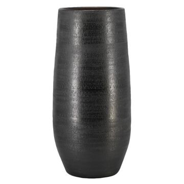 Grande vaso in ceramica VINKAS con venature, nero, 90 cm, Ø 37 cm