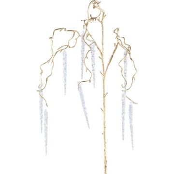 Ramo di nocciolo artificiale MONDEL con ghiaccioli, pendente, oro, 115 cm