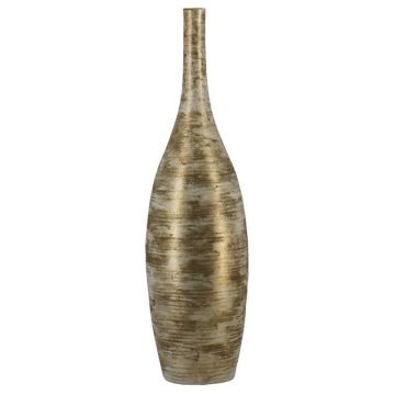 Bottiglia decorativa in ceramica RODYN con scanalature, sfumatura di colore, bianco-oro, 120 cm, Ø 29 cm