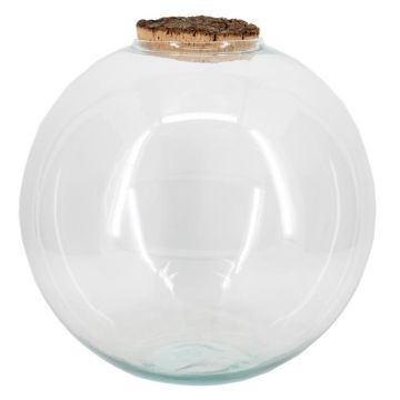 Terrario in vetro per piante JABUEL con coperchio in sughero, a forma di sfera, trasparente, 34 cm, Ø 35 cm