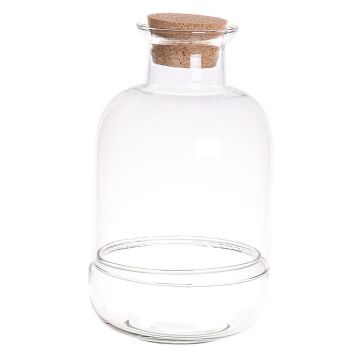 Terrario in vetro CORBINIAN con coperchio in sughero, riciclato, trasparente, 25 cm, Ø 14 cm