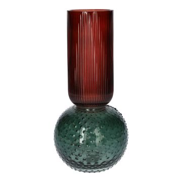 Vaso decorativo in vetro FRODO con scanalature e puntini, blu-rosso-trasparente, 20cm, Ø9,5cm Vaso decorativo in vetro FRODO con scanalature e puntini, blu-rosso-trasparente, 20cm, Ø9,5cm