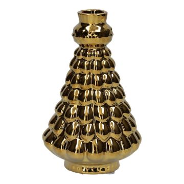 Bottiglia decorativa a forma di abete BRIXON, motivo a pois, ceramica, oro metallizzato, 24,5cm, Ø14cm Bottiglia decorativa a forma di abete BRIXON, motivo a pois, ceramica, oro metallizzato, 24,5cm, Ø14cm