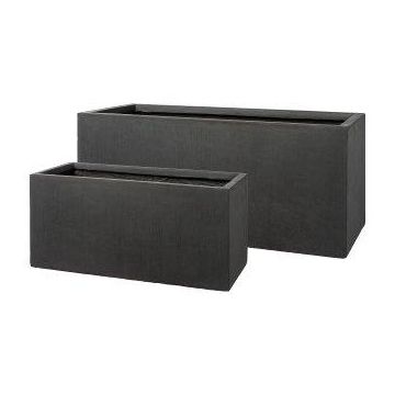 Fioriera rettangolare KIRIMA, 2 pezzi, fibra di vetro, antracite, 60x28x28 cm, 80x35x35 cm Fioriera rettangolare KIRIMA, 2 pezzi, fibra di vetro, antracite, 60x28x28 cm, 80x35x35 cm