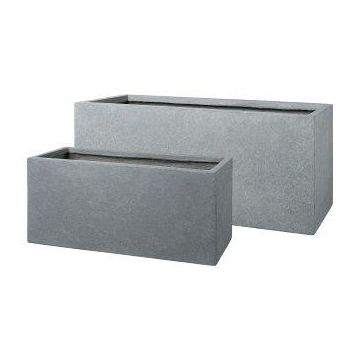 Fioriera rettangolare KIRIMA, 2 pezzi, fibra di vetro, grigio, 60x28x28 cm, 80x35x35 cm Fioriera rettangolare KIRIMA, 2 pezzi, fibra di vetro, grigio, 60x28x28 cm, 80x35x35 cm