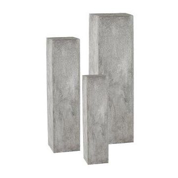 Colonna angolare per piante NARUKO, 3 pezzi, fibra di vetro, grigio, 20x20x80 cm, 28x28x100 cm, 35x35x120 cm