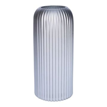 Vaso in vetro ALBURGIS con scanalature, argento metallizzato, 20 cm, Ø 8,7 cm Vaso in vetro ALBURGIS con scanalature, argento metallizzato, 20 cm, Ø 8,7 cm