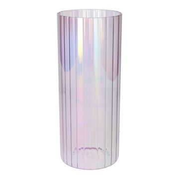 Vaso decorativo BLANDINA, vetro, scanalato, viola iridescente trasparente, 24 cm, Ø 10 cm